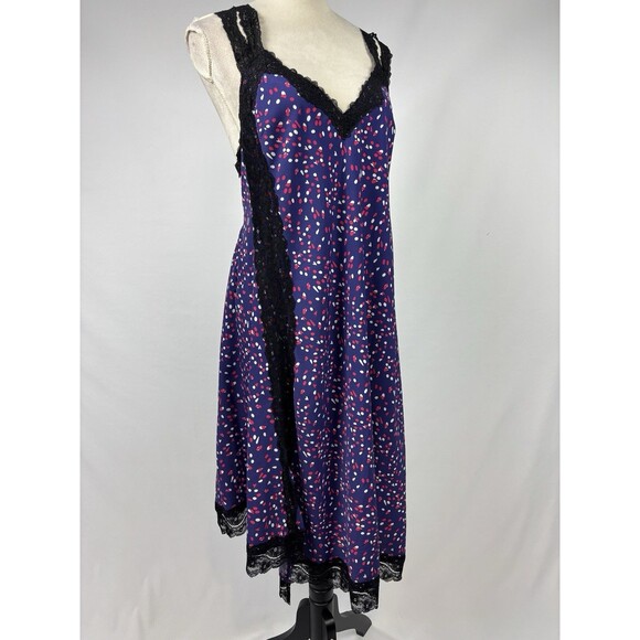 Koche Collective Slip Dress Purple Polka Dot Black Lace Size 40 US 8 - Picture 13 of 13
